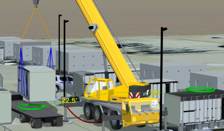Grove mobile crane equipped with IoT sensors for predictive maintenance monitoring at industrial worksite